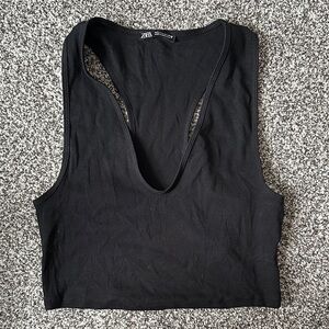 Zara Black Sleeveless Crop Top